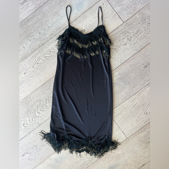 70s Does 20s VTG Black Flapper Slip - Picture 4 of 8